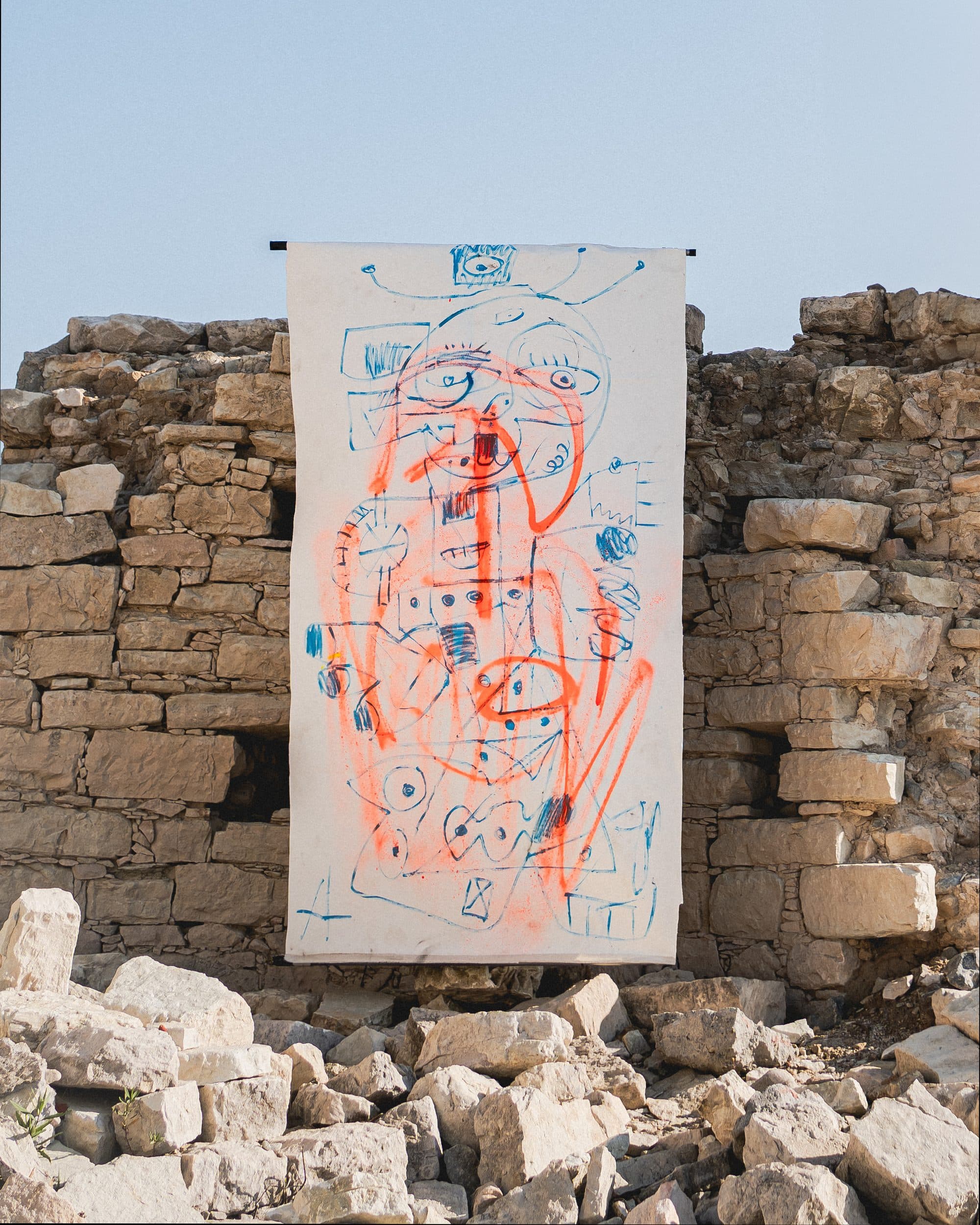 Work staged in a real ruin